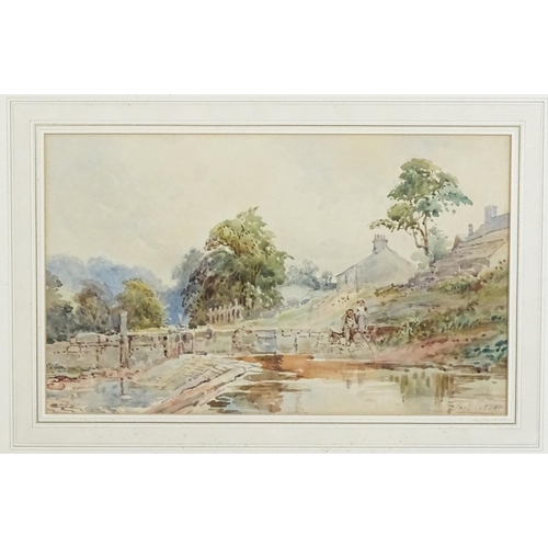 1821 - Read Turner, 19th century, Watercolour, A landscape scene with figures fishing. Signed lower right. ... 