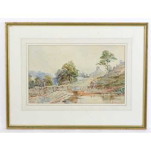 1821 - Read Turner, 19th century, Watercolour, A landscape scene with figures fishing. Signed lower right. ... 