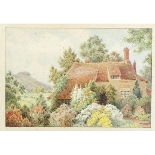 1822 - Herbert George, 19th century, Watercolour, A view of a cottage and garden of flowers. Signed lower l... 