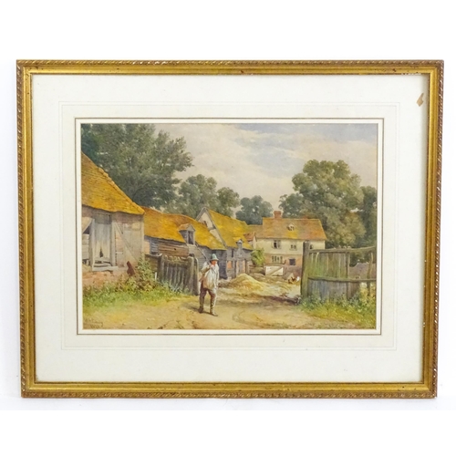 1833 - Horace Robert Cauty, 19th century, Watercolour, A farmer in a farmyard. Signed and dated 1876 lower ... 