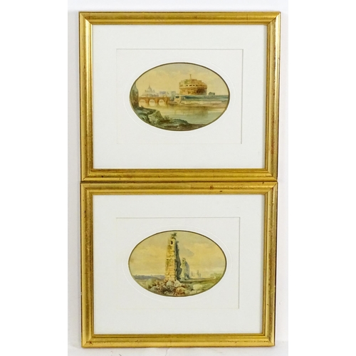 1840 - Antonio Bertaccini (1823-1906), Italian School, Watercolours, A pair of Rome scenes comprising a vie... 