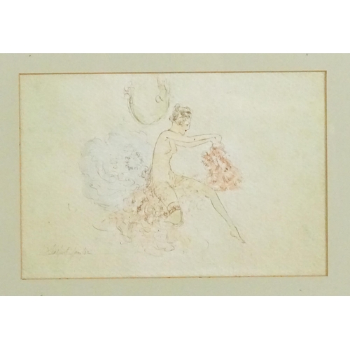 1843 - H. Patford, Early 20th century, Watercolour, The Dressing Room, A female nude with a ruffled skirt. ... 