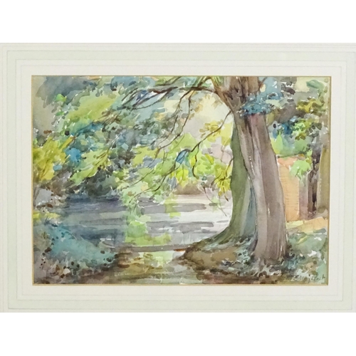 1847 - Alfred John Billinghurst (1880-1963), Watercolour, A wooded river landscape. Signed lower right. App... 