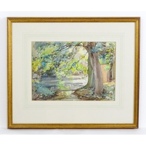 1847 - Alfred John Billinghurst (1880-1963), Watercolour, A wooded river landscape. Signed lower right. App... 