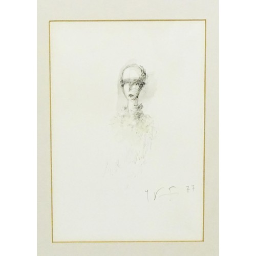 1861 - Yuri Leonidovich Kuper / Kuperman (b. 1940), Russian School, Ink and wash, A study of a female head ... 