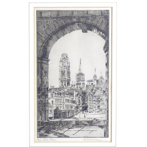 1902 - After Christopher Mitchell Shiner (1857-1944), Etchings, Two French scenes comprising Vieux Marche, ... 