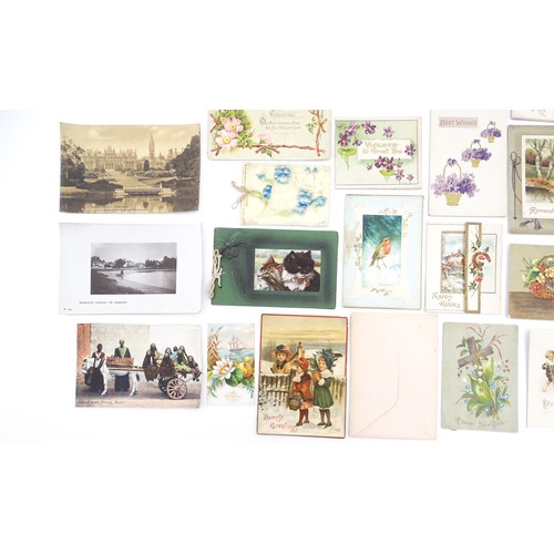 1959 - A quantity of assorted Victorian and later greetings cards, postcards etc. to include a postcard sha... 