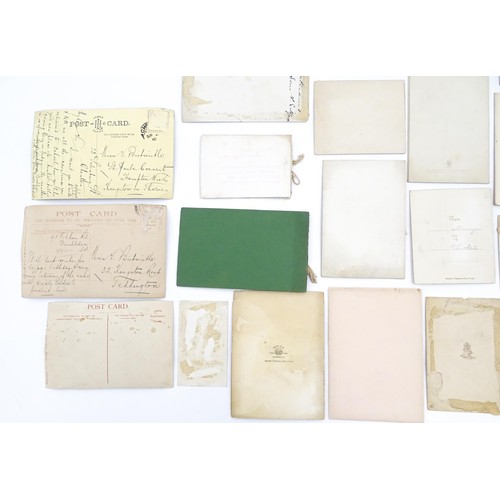 1959 - A quantity of assorted Victorian and later greetings cards, postcards etc. to include a postcard sha... 