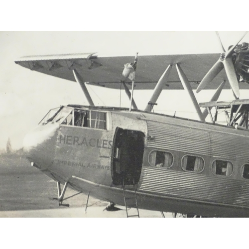 1974 - A monochrome photographic print depicting a c1930s Handley-Page H.P. 42 Helena biplane (Imperial Air... 