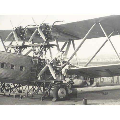 1974 - A monochrome photographic print depicting a c1930s Handley-Page H.P. 42 Helena biplane (Imperial Air... 