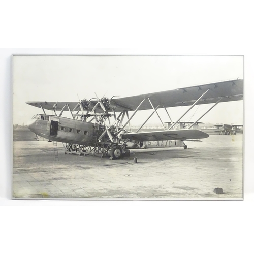 1974 - A monochrome photographic print depicting a c1930s Handley-Page H.P. 42 Helena biplane (Imperial Air... 