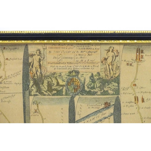 1980 - Map: An engraved strip map depicting The Road from Chelmsford in Essex to Maldon, Raleigh in Essex, ... 