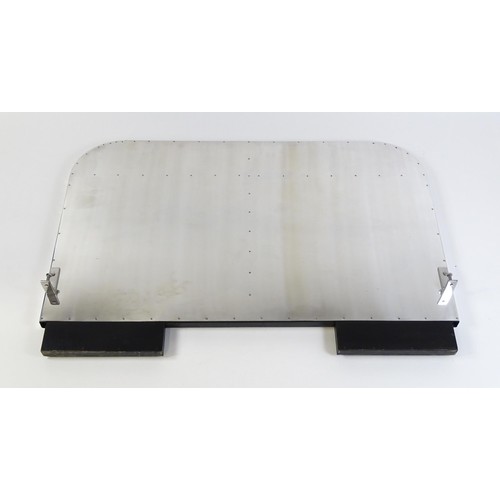 1583 - An Art Deco Hawker Aviation aluminium bed headboard and footboard, each 53 1/2