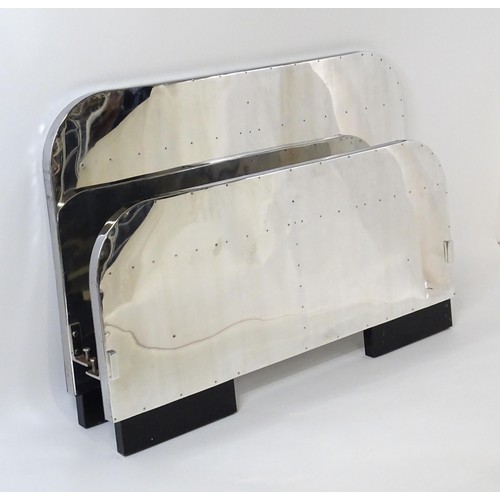 1583 - An Art Deco Hawker Aviation aluminium bed headboard and footboard, each 53 1/2