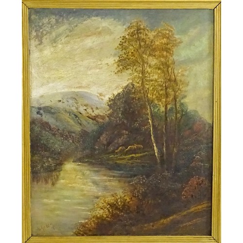 1712 - Henry Graham, Late 19th / early 20th century, Oil on board, A pair of mountain river landscapes with... 