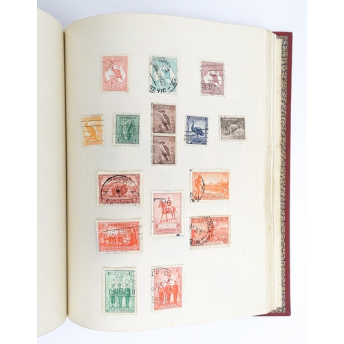 1951 - Five stamp albums containing Victorian and later Great British and Worldwide stamps, to include Penn... 