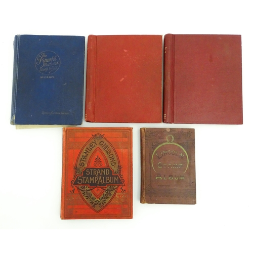 1951 - Five stamp albums containing Victorian and later Great British and Worldwide stamps, to include Penn... 