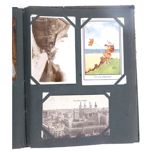 1970 - A Victorian scrapbook to include Christmas cards, greetings cards, scraps depicting cats, dogs, chil... 