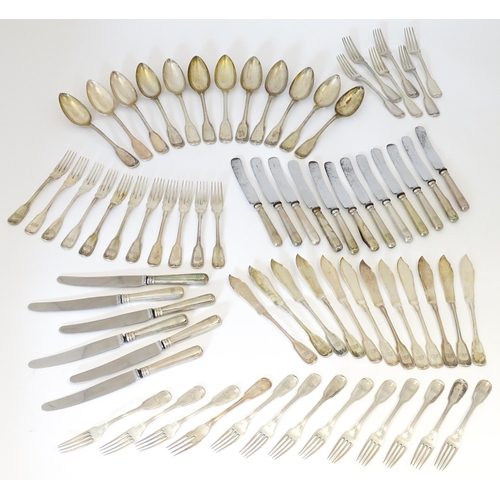 511 - A quantity of German .800 silver Fiddle & Thread pattern cutlery to include table forks, tablespoons... 