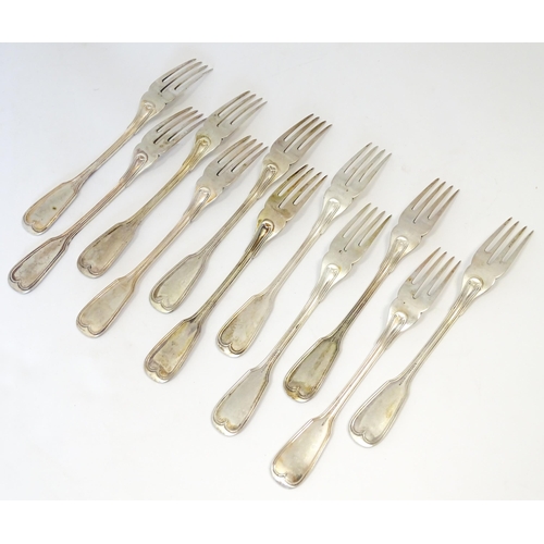 511 - A quantity of German .800 silver Fiddle & Thread pattern cutlery to include table forks, tablespoons... 