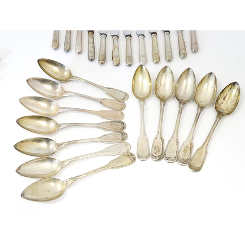 511 - A quantity of German .800 silver Fiddle & Thread pattern cutlery to include table forks, tablespoons... 