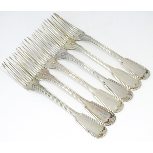 511 - A quantity of German .800 silver Fiddle & Thread pattern cutlery to include table forks, tablespoons... 