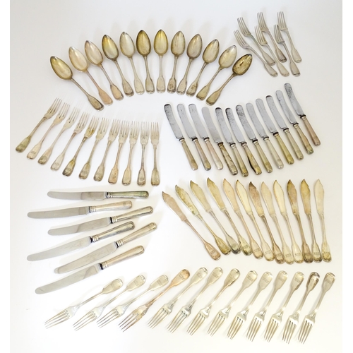 511 - A quantity of German .800 silver Fiddle & Thread pattern cutlery to include table forks, tablespoons... 