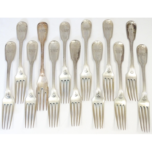 511 - A quantity of German .800 silver Fiddle & Thread pattern cutlery to include table forks, tablespoons... 