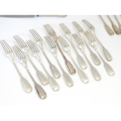 511 - A quantity of German .800 silver Fiddle & Thread pattern cutlery to include table forks, tablespoons... 