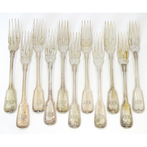 511 - A quantity of German .800 silver Fiddle & Thread pattern cutlery to include table forks, tablespoons... 