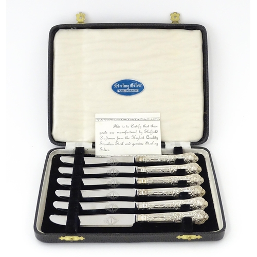 558 - A cased set of six silver handled King's pattern tea knives, hallmarked Sheffield 1966, maker Harris... 