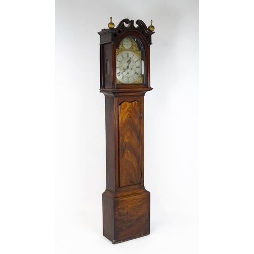 1392 - A Scottish mahogany cased 8-day longcase clock, the brass dial with silvered chapter ring  and subsi... 