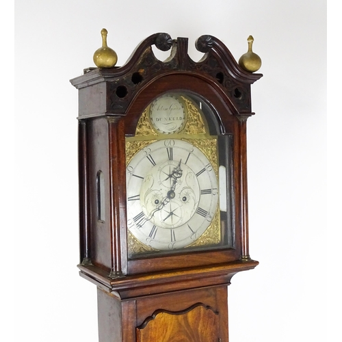 1392 - A Scottish mahogany cased 8-day longcase clock, the brass dial with silvered chapter ring  and subsi... 