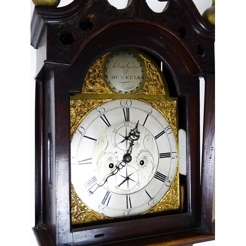 1392 - A Scottish mahogany cased 8-day longcase clock, the brass dial with silvered chapter ring  and subsi... 