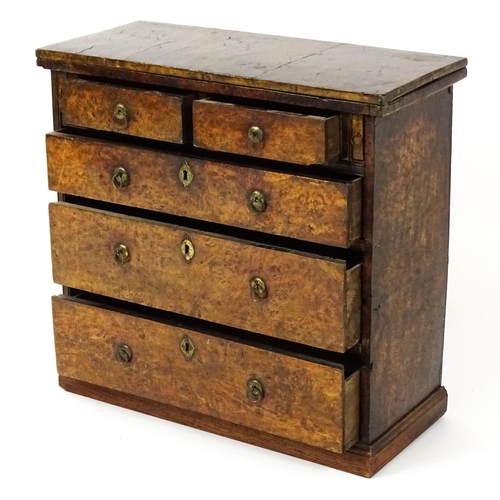 1446 - An unusual early / mid 18thC chest with solid burr drawer fronts, side panels and top. The second hi... 