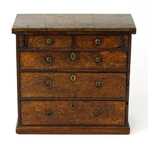 1446 - An unusual early / mid 18thC chest with solid burr drawer fronts, side panels and top. The second hi... 