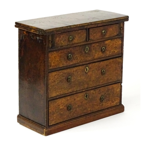 1446 - An unusual early / mid 18thC chest with solid burr drawer fronts, side panels and top. The second hi... 