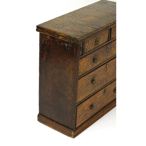 1446 - An unusual early / mid 18thC chest with solid burr drawer fronts, side panels and top. The second hi... 