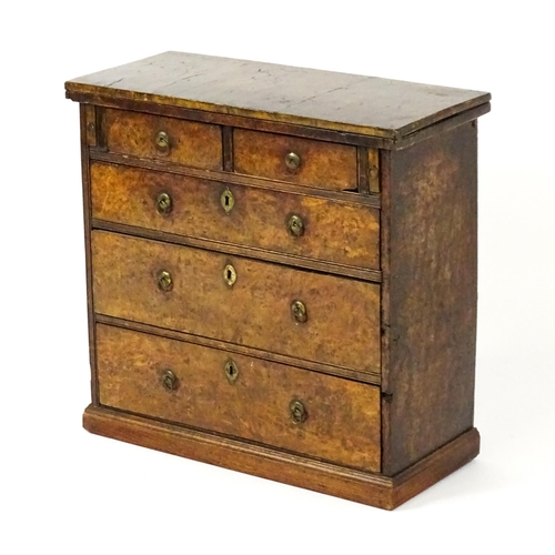 1446 - An unusual early / mid 18thC chest with solid burr drawer fronts, side panels and top. The second hi... 