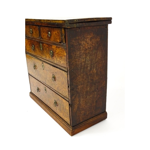 1446 - An unusual early / mid 18thC chest with solid burr drawer fronts, side panels and top. The second hi... 