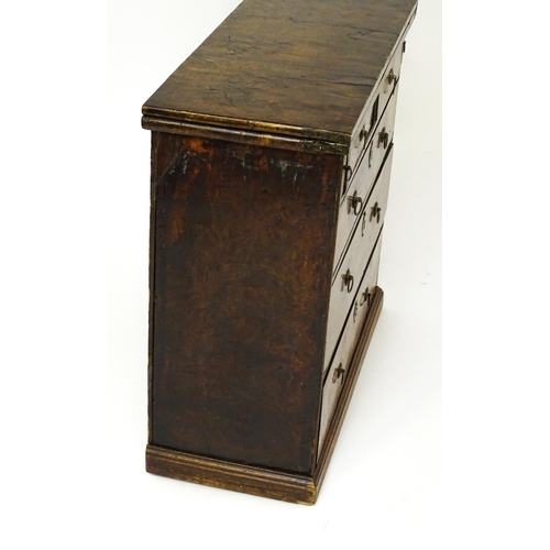 1446 - An unusual early / mid 18thC chest with solid burr drawer fronts, side panels and top. The second hi... 