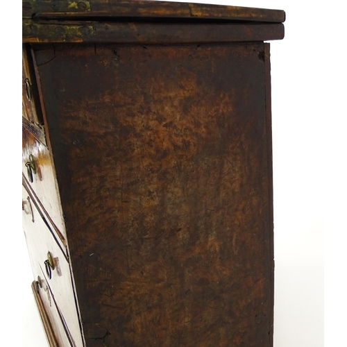 1446 - An unusual early / mid 18thC chest with solid burr drawer fronts, side panels and top. The second hi... 