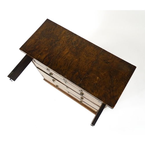 1446 - An unusual early / mid 18thC chest with solid burr drawer fronts, side panels and top. The second hi... 