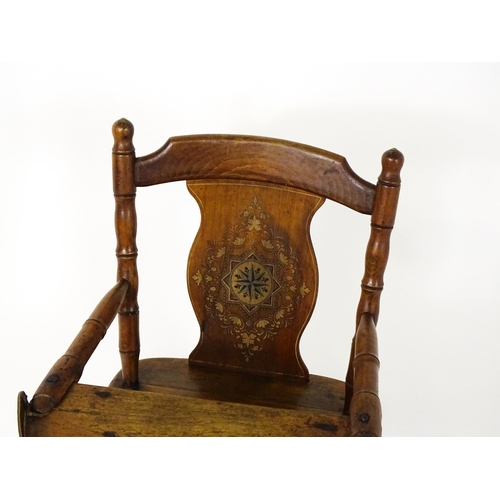 1476 - A late Victorian metamorphic child's high chair that can transition into a low chair with an abacus ... 