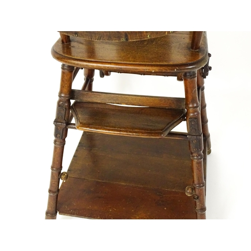 1476 - A late Victorian metamorphic child's high chair that can transition into a low chair with an abacus ... 