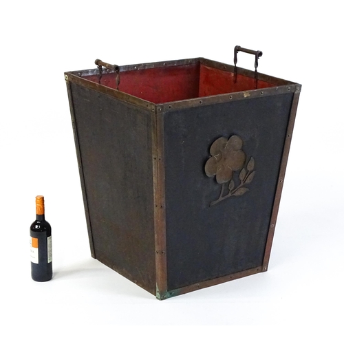 1331 - A late 19thC / early 20thC log bin with carrying handles. 23