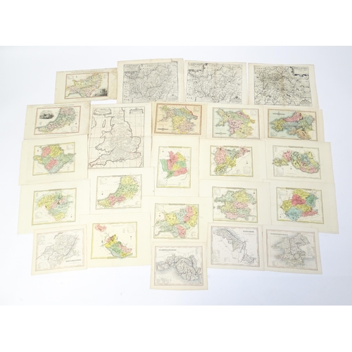 1975 - A quantity of 19thC maps, to include North Wales , Brecknockshire , Monmouthshire (Roper), Denbighsh... 