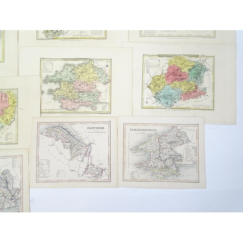 1975 - A quantity of 19thC maps, to include North Wales , Brecknockshire , Monmouthshire (Roper), Denbighsh... 