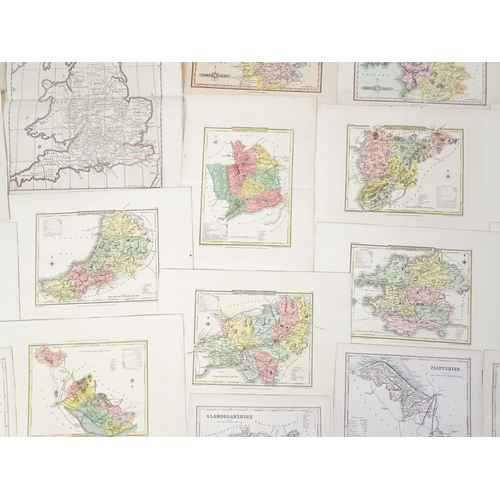 1975 - A quantity of 19thC maps, to include North Wales , Brecknockshire , Monmouthshire (Roper), Denbighsh... 