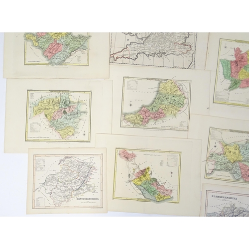 1975 - A quantity of 19thC maps, to include North Wales , Brecknockshire , Monmouthshire (Roper), Denbighsh... 